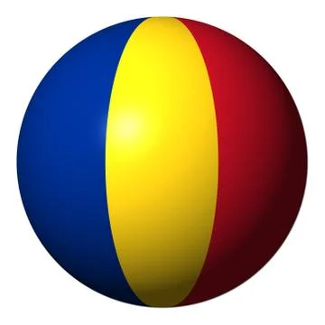 Romania flag sphere isolated on white illustration Stock Illustration