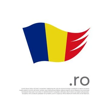 Romania flag. Vector stylized design national poster on a white background Stock Illustration