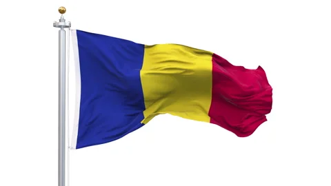 Romania flag waving looping with transparent background. Stock Footage 345122801