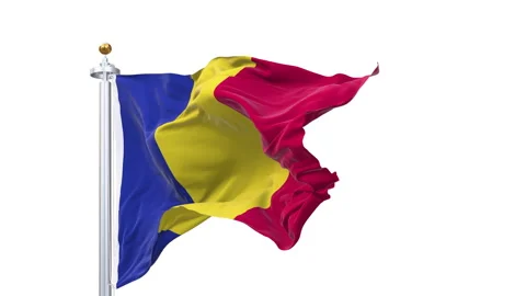 Romania flag waving looping with transparent background. Stock Footage 345122862