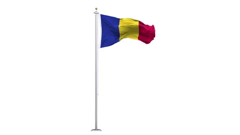 Romania flag waving looping with transparent background. Stock Footage 345123188