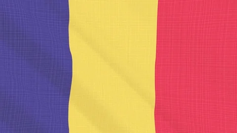 Romania flag waving in the wind. Background with rough textile texture Stock Footage 83852208