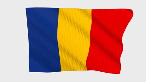 Romania flag waving in the wind on a grey background Vídeos de archivo 343219999