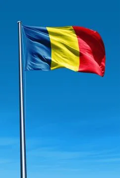 Romania flag waving on the wind Stock Illustration