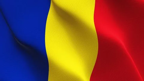 Romania flag waving on wind. Stock Illustration