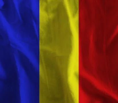 Romania flag on white background Illustrazione stock