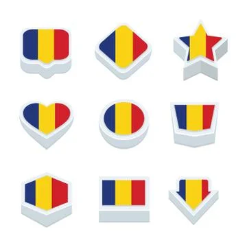 Romania flags icons and button set nine styles Illustrazione stock