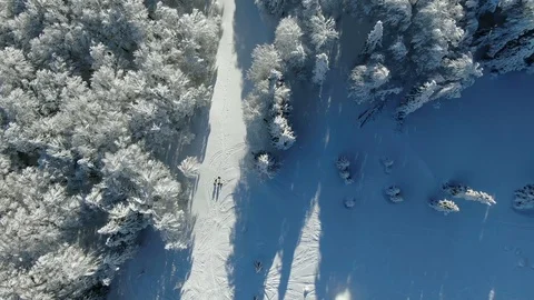 Romania freezing cold Carpathian mountains peaks with lots of snow aerial view Stock Footage 101794920