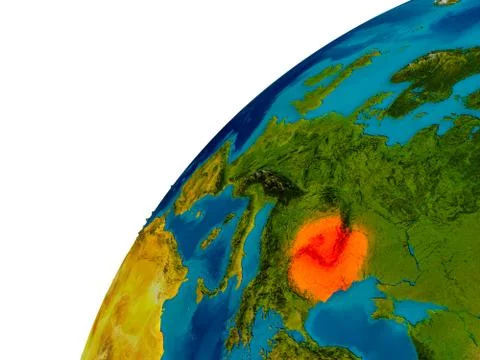 Romania on globe Stock Illustration