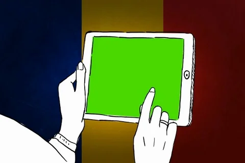 Romania - Hand-drawn - touchscreen flag - Illustration - SD Stock Footage 90633215