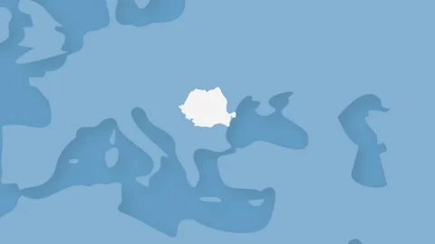 Romania Highlighted on World Map Animation, Country Location Reveal Stock Footage 339273183