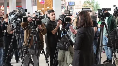 Romania implements the electronic border control system at Henri Coanda Internat Stock Footage 330017444