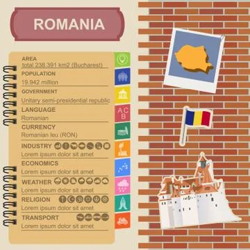 Romania  infographics, statistical data, sights 스톡 일러스트