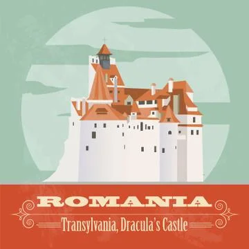 Romania landmarks. Retro styled image 스톡 일러스트