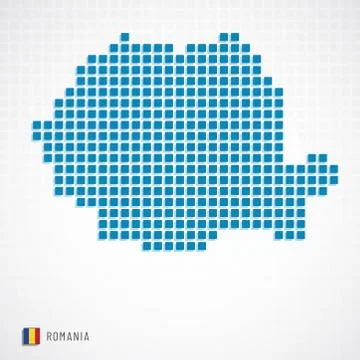 Romania map and flag icon Illustrazione stock