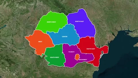 Romania Map Animation Highlighting Zoom Effect 4K Stock Footage 336376887