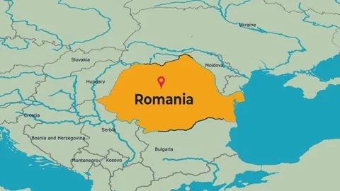 Romania Map Animation Locator Zoom 4K Motion Graphic Stock Footage 340356948