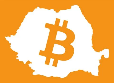 Romania map with bitcoin crypto currency symbol illustration Stock Illustration