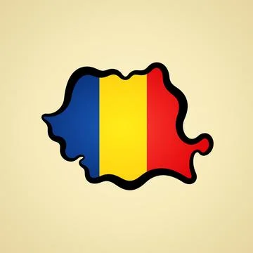 Romania - Map colored with flag Illustrazione stock