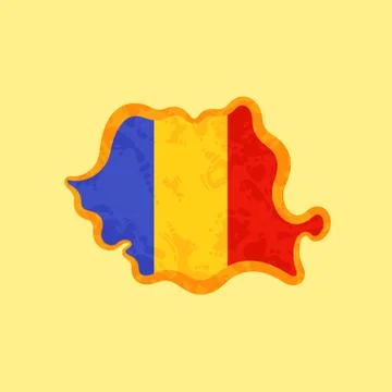 Romania - Map colored with Romanian flag Stock Illustration
