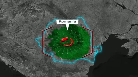 Romania Map - Cyber Attack Video stock 268670534