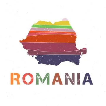 Romania map design. Shape of the country with beautiful geometric waves and.. Stock Illustration