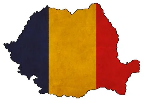 Romania map on  flag drawing ,grunge and retro flag series Stock Illustration
