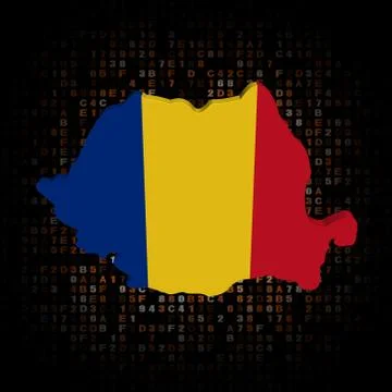Romania map flag on hex code illustration Stock Illustration