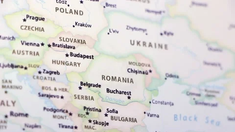 Romania on a Map Stock Footage 99254624