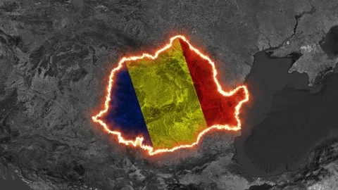 Romania Map Highlight with Glowing Border and Text Video stock 340939495