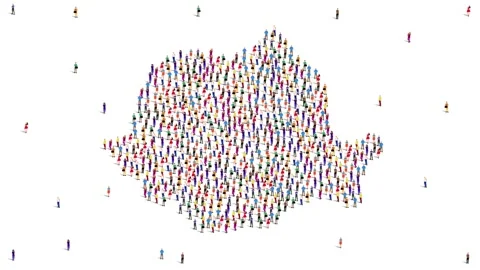 Romania Map A large group of people form to create a Romanian map. 4K Video Stock Footage 178798831