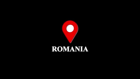 Romania map location pin animation on black background, for travel and, bus.. 스톡 동영상 333290975
