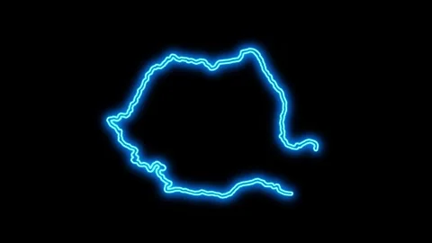 Romania Map Outline Neon Lights Stock Footage 332850502