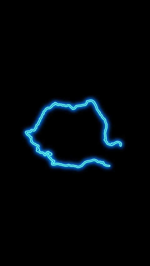 Romania Map Outline Neon Lights Stock Footage 333057237