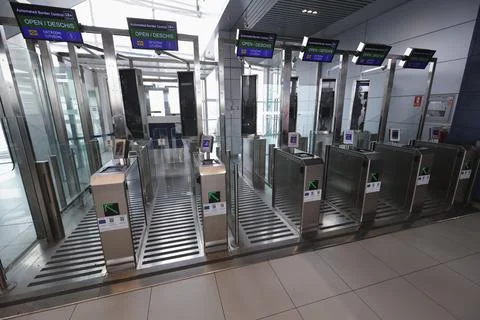 Romania operationalises the EES border control system at Henri Coanda Internatio Stock Photos