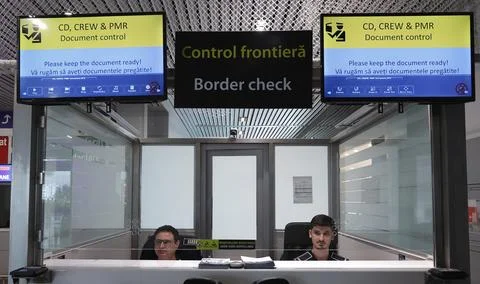 Romania operationalises the EES border control system at Henri Coanda Internatio Stock Photos