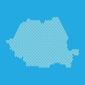 Romania population. Statistic map made from stick figure people Stock Illustration