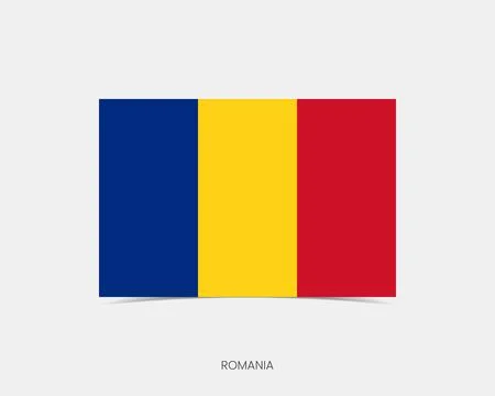 Romania Rectangle flag icon with shadow. Stock Illustration