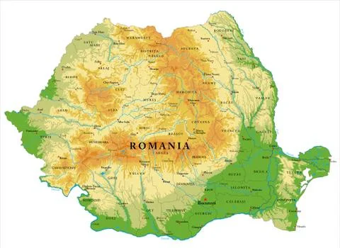 Romania relief map Stock Illustration
