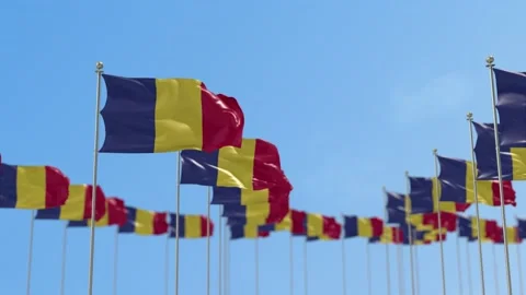 Romania Row Of Flags Animation Stock-Footage 148784615