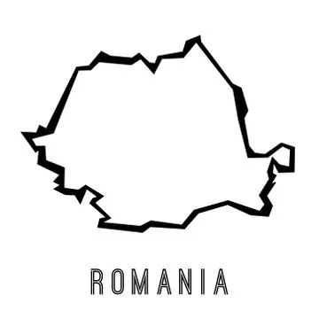 Romania simple vector map outline - country shape sharp polygonal geometric s Stock Illustration