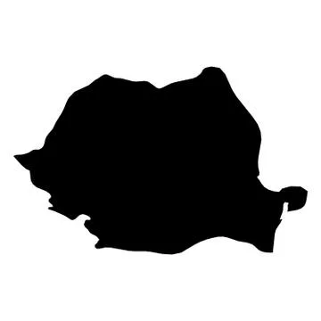Romania - solid black silhouette map of country area. Simple flat vector 스톡 일러스트