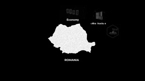 Romania technology map with animated charts Stock Footage 340981693