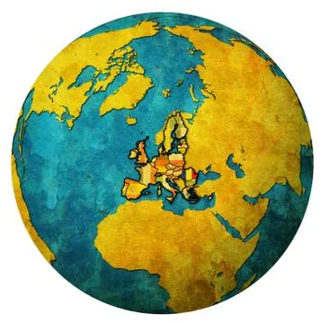 Romania territory with flag over globe map Ilustração Stock