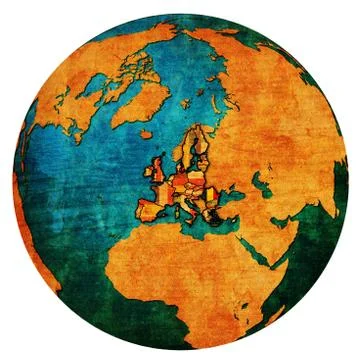 Romania territory with flag over globe map Ilustração Stock