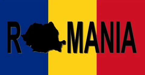 Romania text with map Stock Illustration