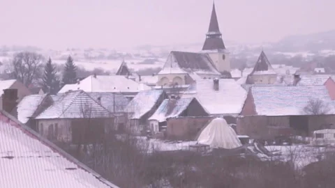 Romania from the train window, village Stockbeeldmateriaal 165890819