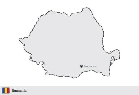 Romania vector map with the capital city of Bucharest Stock Illustration