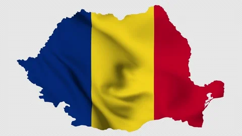 Romania waving flag map with alpha channel and seamless loop Stock Footage 171234412