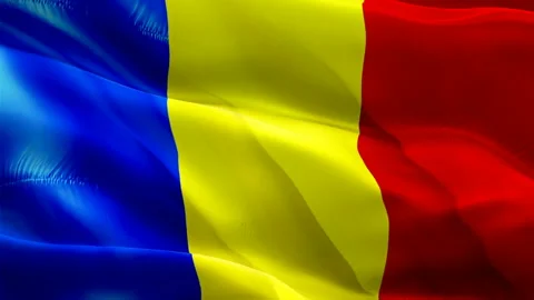 Romania waving flag. National 3d Romanian flag waving. Sign of Romania seamless Stock Footage 166199680